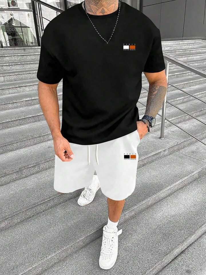 Men's Premium Pure Cotton Stretch Co-ord Set | Half Sleeves T-shirt &amp; Shorts Tracksuit by Tommy (Set of 2) - Thumbnail 3