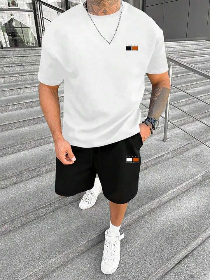 Men's Premium Pure Cotton Stretch Co-ord Set | Half Sleeves T-shirt &amp; Shorts Tracksuit by Tommy (Set of 2) - Thumbnail 2