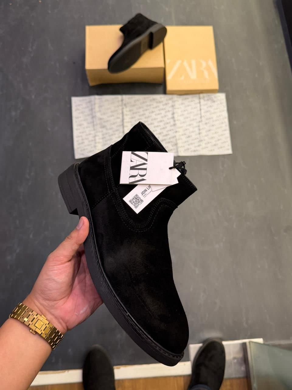 Zara Collection Men's Black Suede Leather Ankle Boots