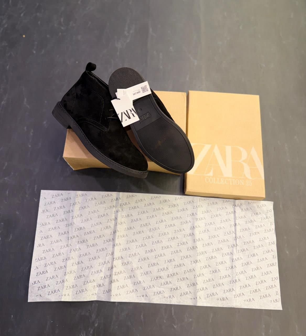 ZARA Men's Black Pure Suede Leather Chukka Boots (Premium Surplus Quality)