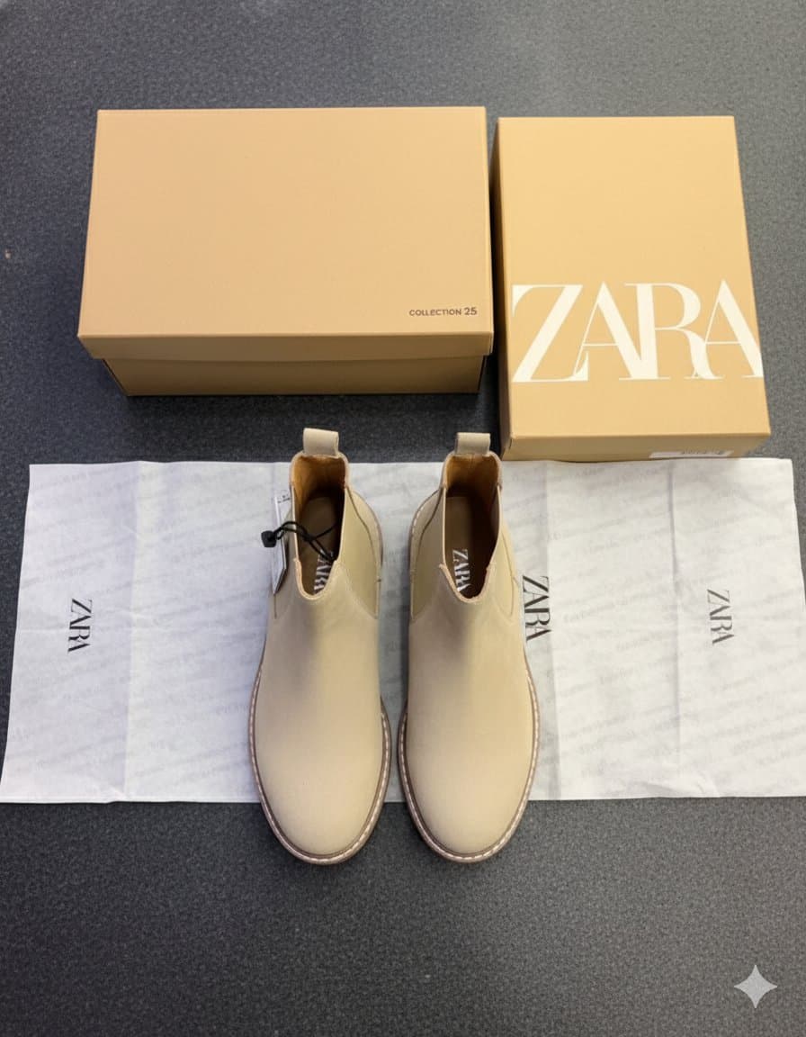 Men's ZARA Suede Leather Chelsea Boots in Sand / Light Beige (Premium Surplus) - Thumbnail 6