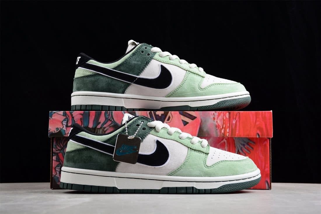 Nike SB Dunk Low "Otomo Green" Two-Tone Suede Sneakers | Premium Quality