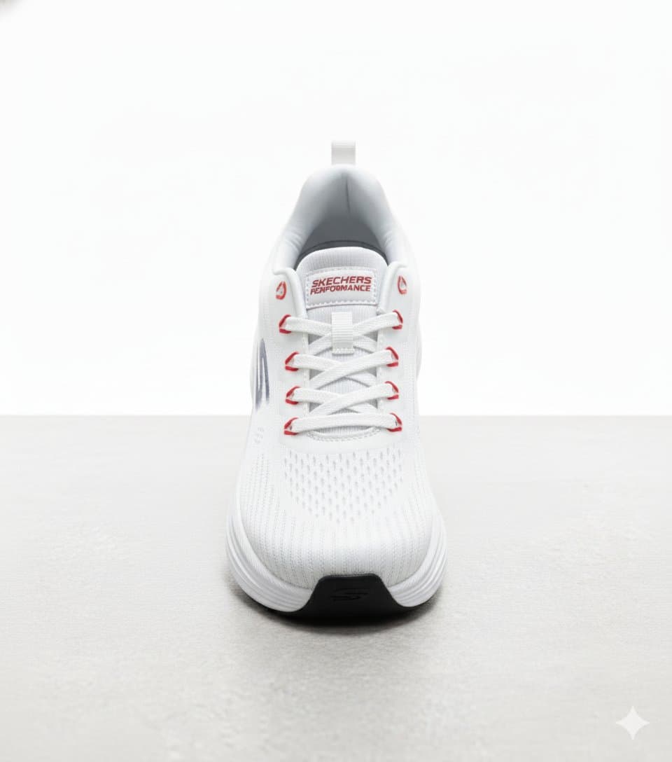 Skechers Men's Performance Athletic Running Shoes | Cushioned Sport Sneakers - White/Navy/Red - Thumbnail 2