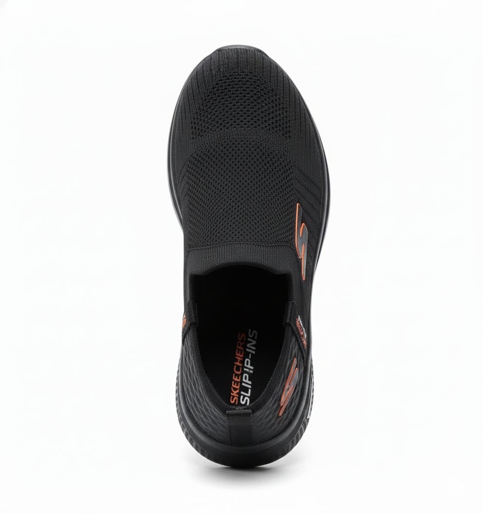 Men's Black Knit Slip-On Walking Shoes - Casual Comfort Sneakers - Thumbnail 4