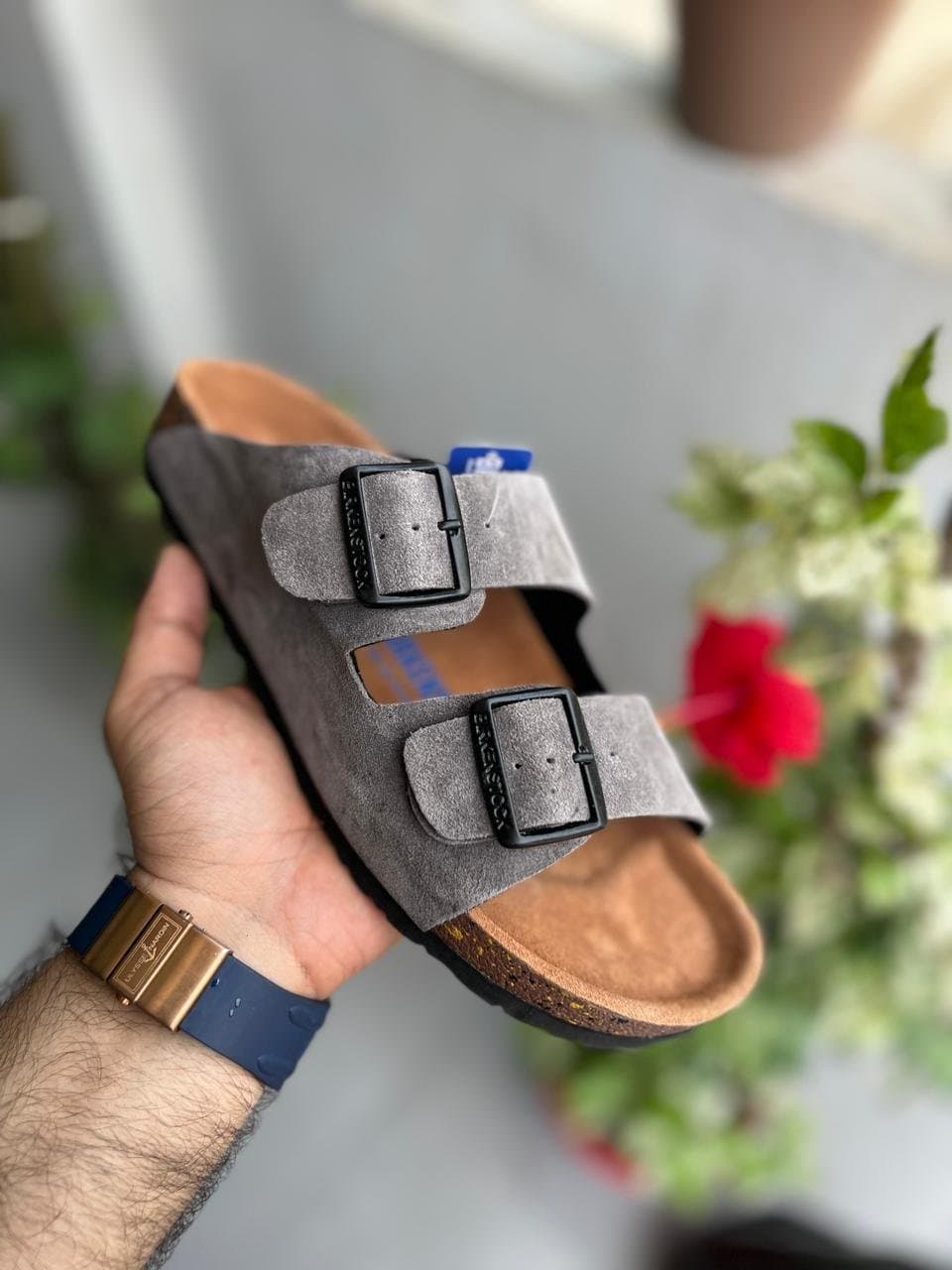 Birkenstock Arizona Suede Leather Sandal Classic Two-Strap Comfort with Cork Footbed - Thumbnail 3