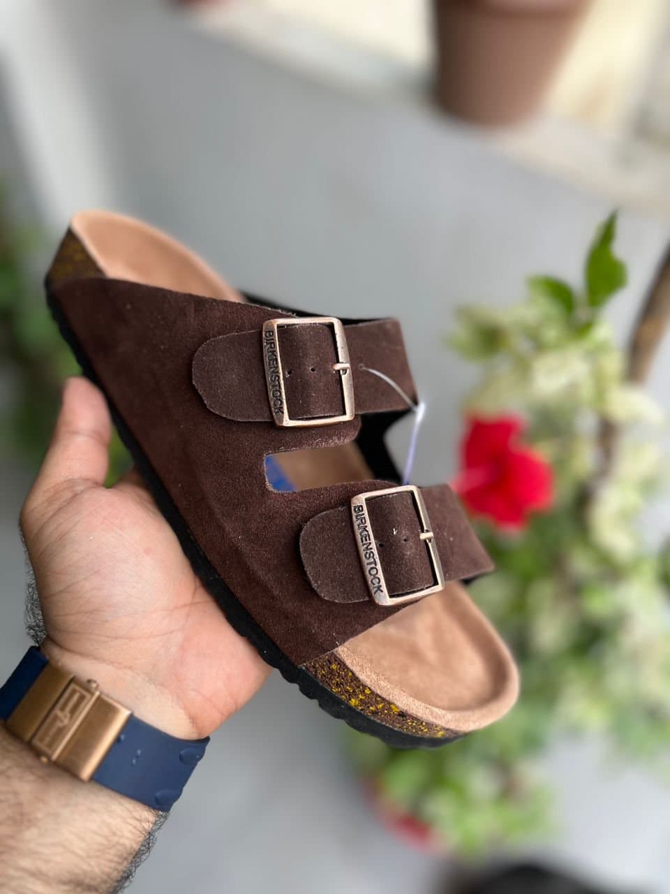 Birkenstock Arizona Suede Leather Sandal Classic Two-Strap Comfort with Cork Footbed - Thumbnail 4