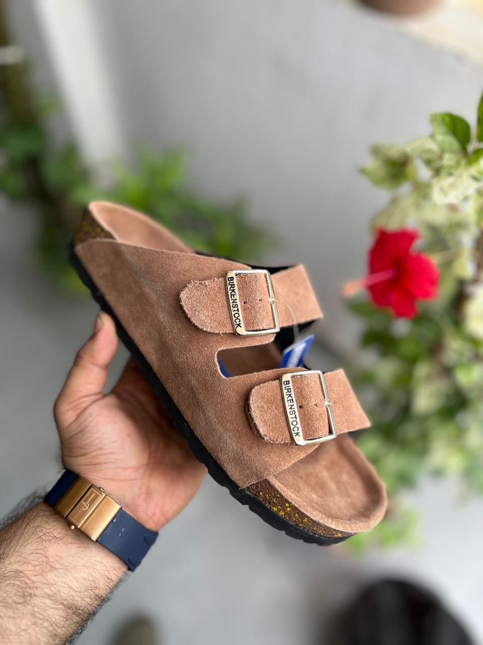 Birkenstock Arizona Suede Leather Sandal Classic Two-Strap Comfort with Cork Footbed - Thumbnail 6