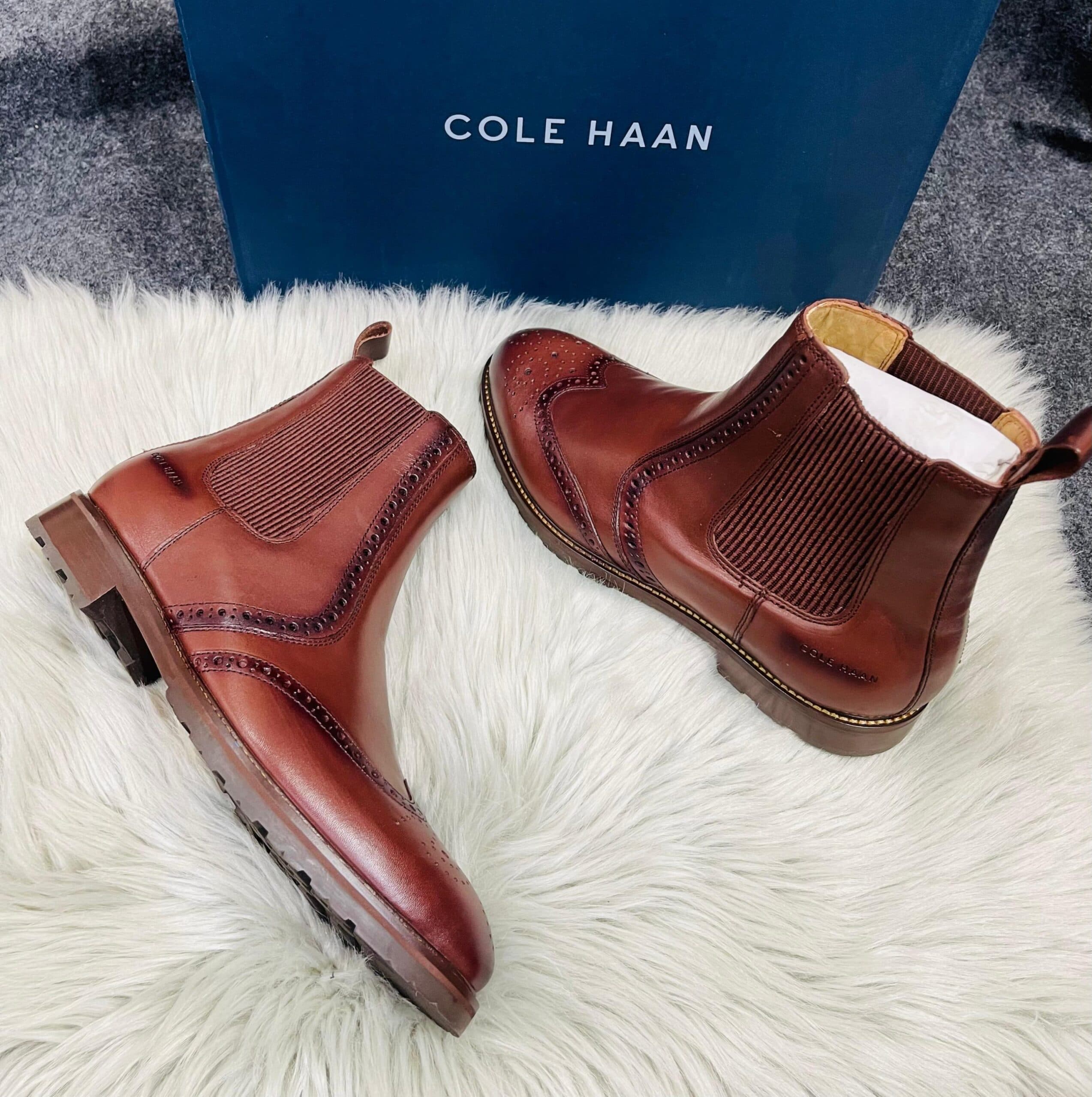 Cole Haan Men's Leather Brogue Chelsea Boot - Thumbnail 6