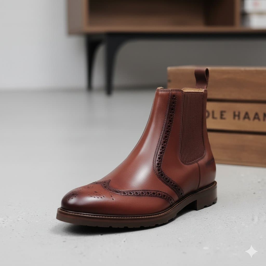 Cole Haan Men's Leather Brogue Chelsea Boot