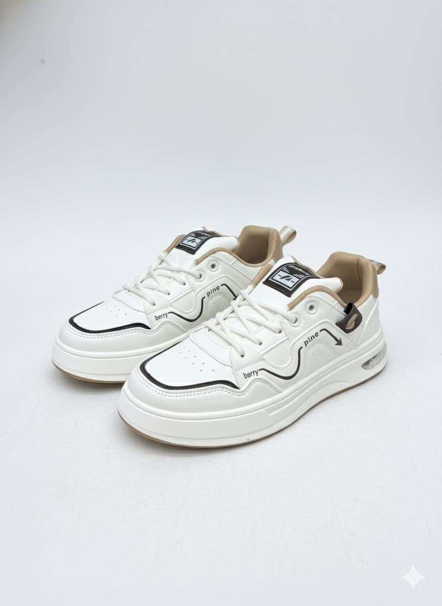 Pineberry Men's Trendsetter Lace-Up Casual Sneakers | Stylish PU Leather Lifestyle Shoes - Thumbnail 2