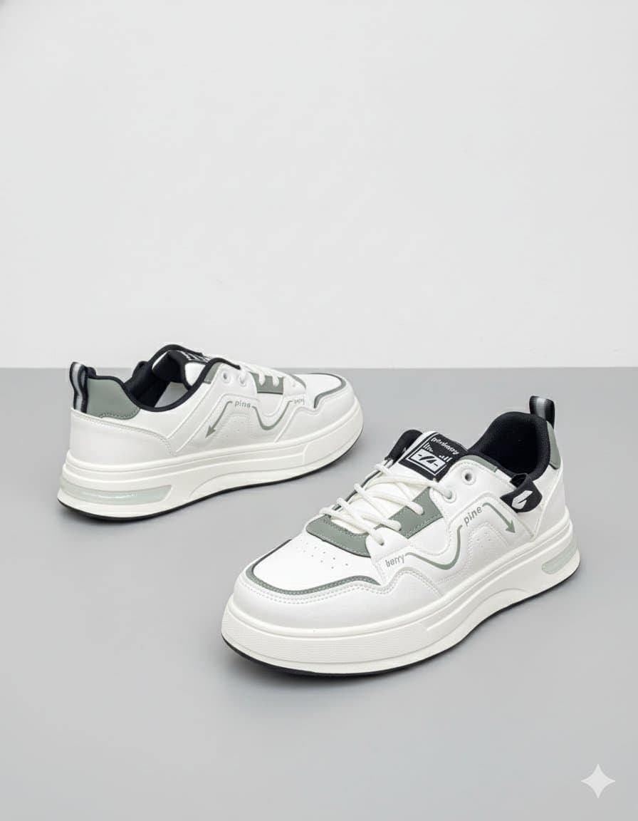 Pineberry Men's Trendsetter Lace-Up Casual Sneakers | Stylish PU Leather Lifestyle Shoes