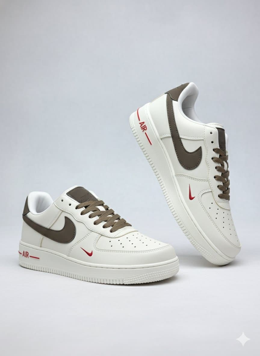Nike Air Force 1 '07 Low-Top Sneakers – Classic White Collection | Sail / Mocha Brown / Red &amp; White / Gorge Green / Gum Sole - Thumbnail 2