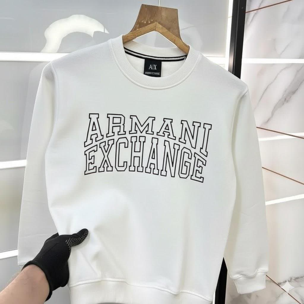 Men's Collegiate Arch Graphic Print Sweatshirt | Premium Fleece Pullover (Available in Black &amp; White) - Thumbnail 2