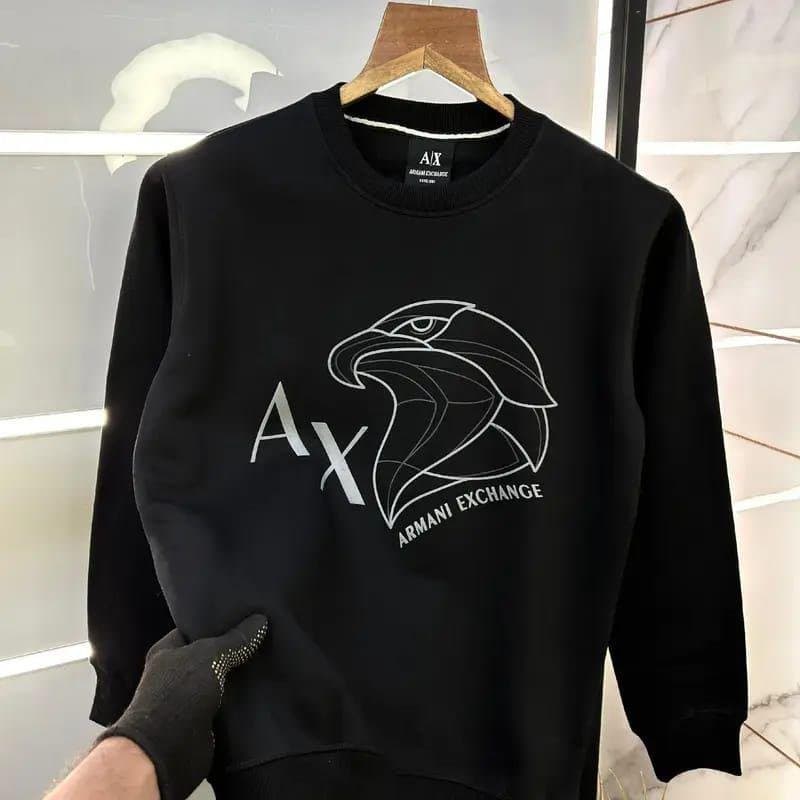 Men's Graphic Print Crewneck Sweatshirt | Geometric Eagle Design - Thumbnail 2