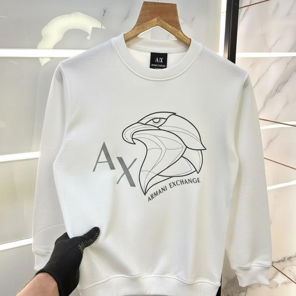 Men's Graphic Print Crewneck Sweatshirt | Geometric Eagle Design