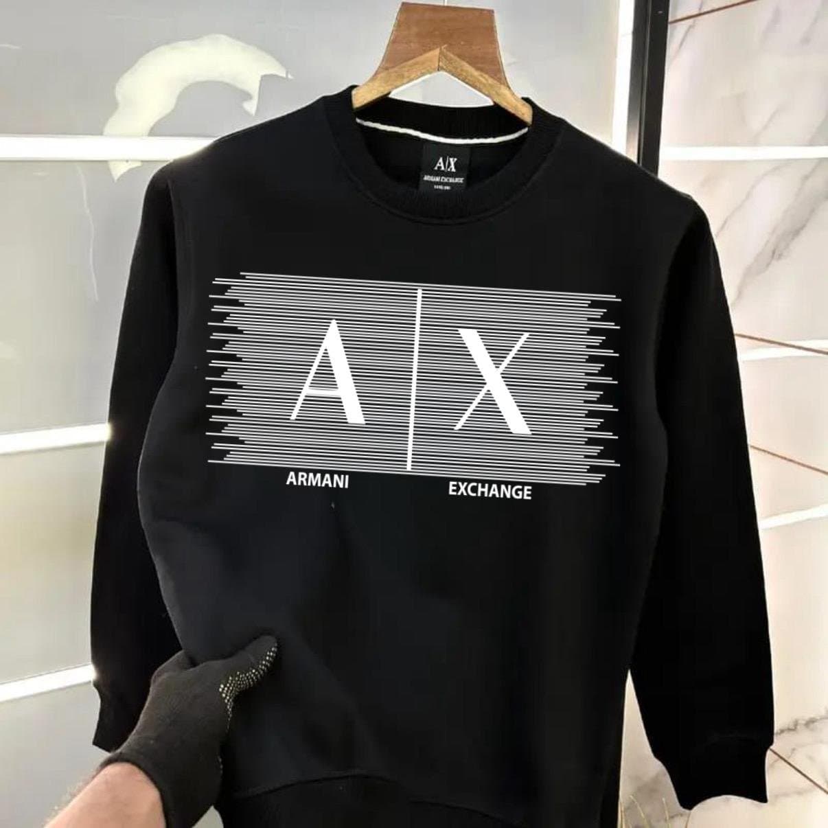 Men's Graphic Print Crewneck Sweatshirt | Split Graphic Design - Thumbnail 2