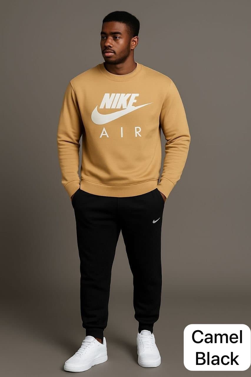 Men's "AIR" Graphic Fleece Tracksuit Set | Casual Crewneck Pullover &amp; Jogger Pants - Thumbnail 6