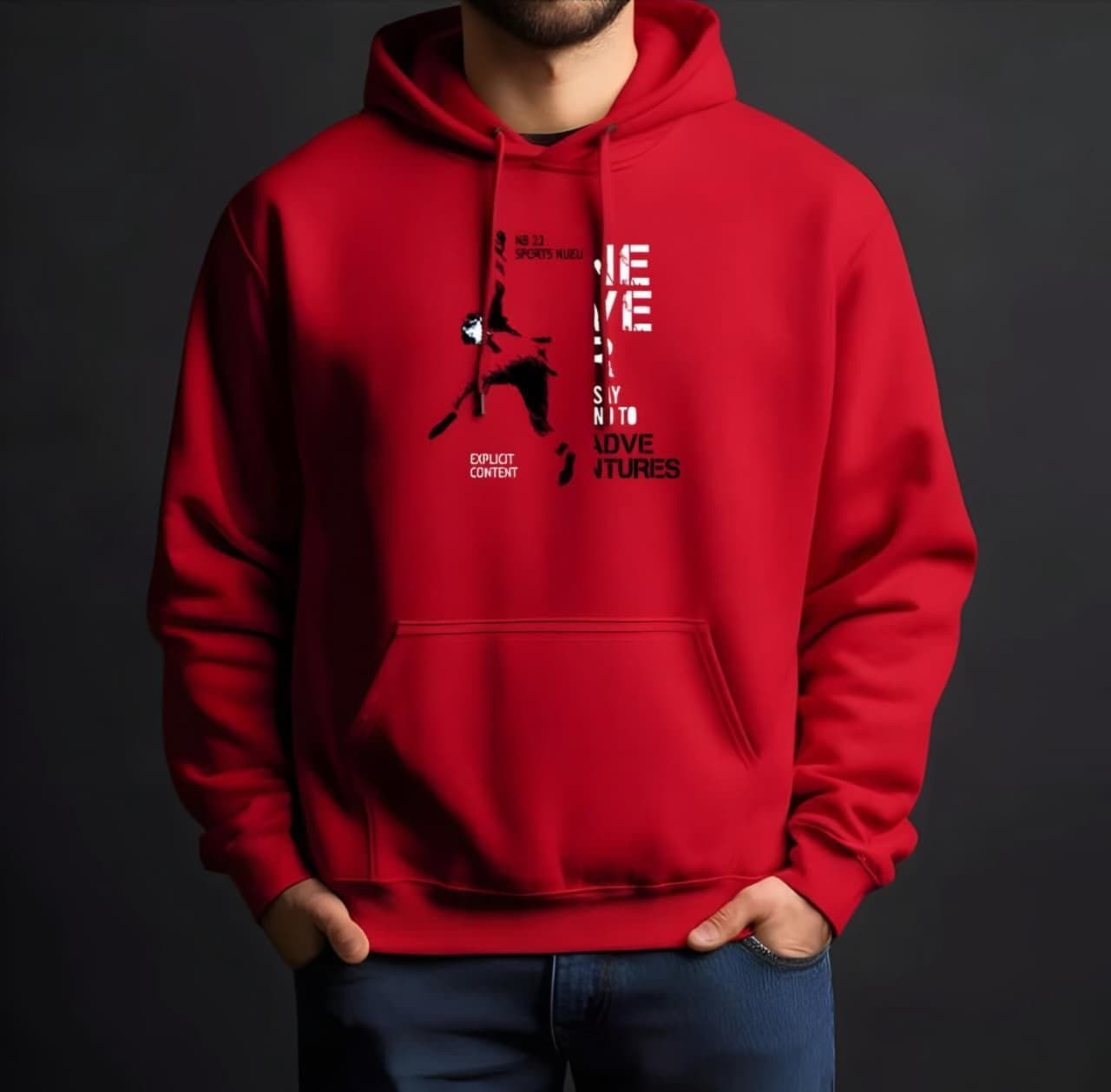 Men's 'Never Say No to Adventures' Skater Graphic Pullover Hoodie - Thumbnail 7