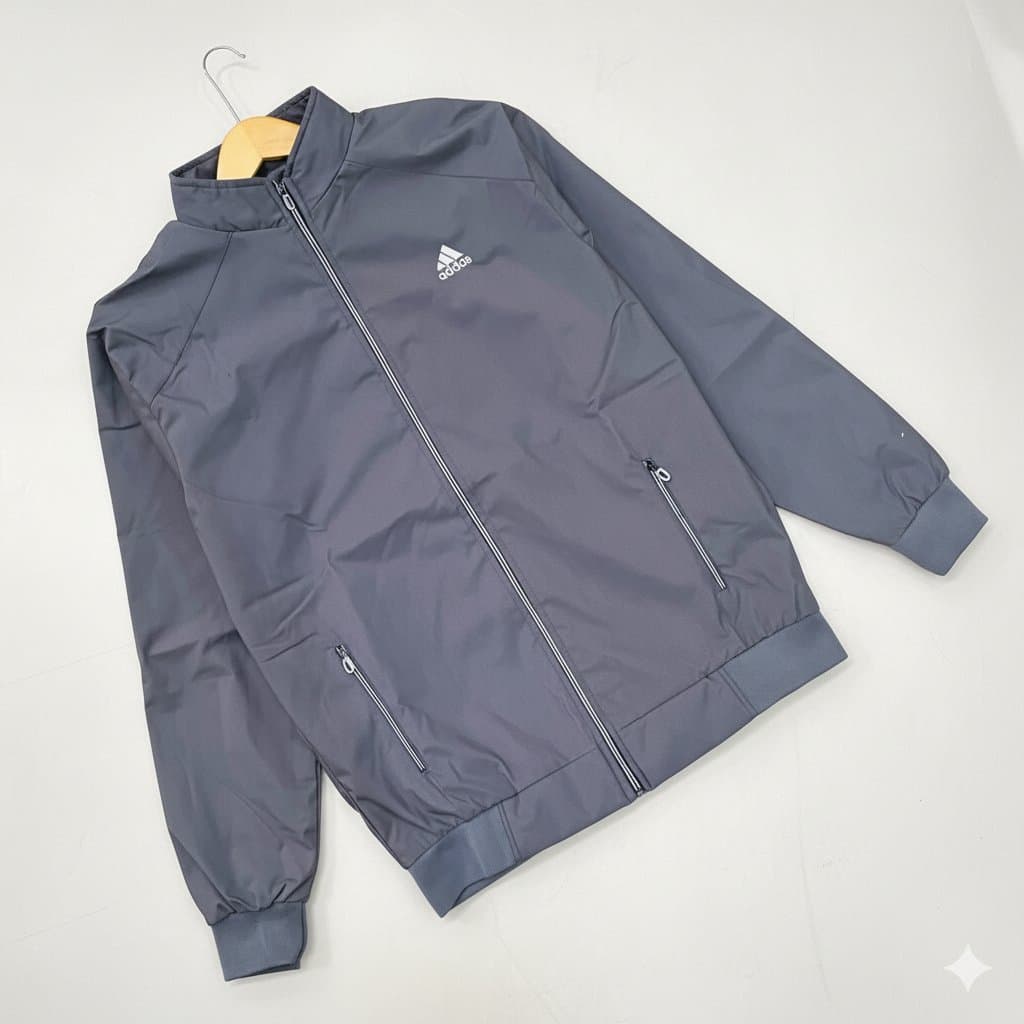 Men's Lightweight Sporty Full-Zip Track Jacket with Stand-Up Collar - Thumbnail 2