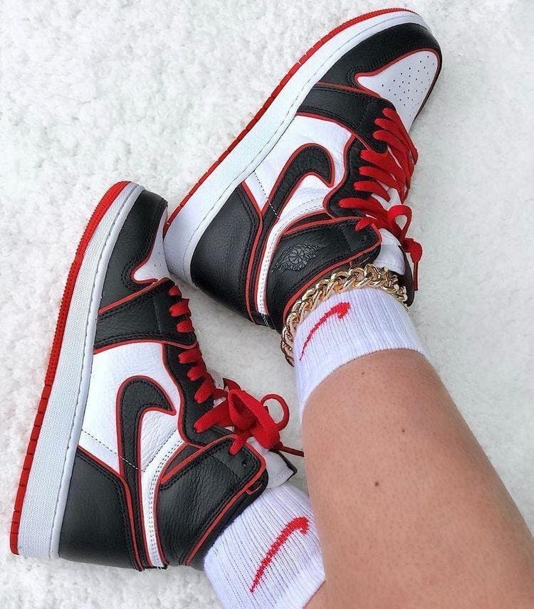 Classic '85 Style High-Top Sneakers | Red, Black &amp; White Streetwear Trainers