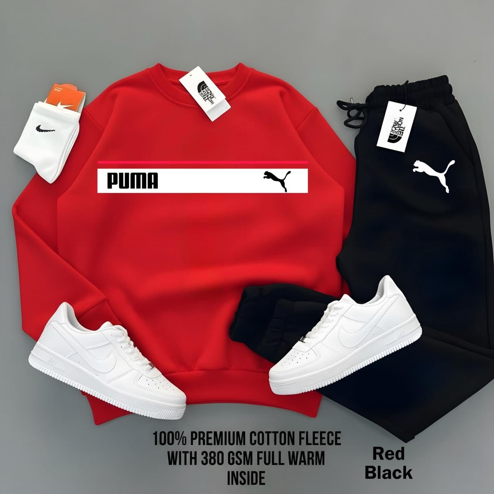 Men's Premium Heavyweight Fleece Tracksuit Set | 380 GSM Warm Winter Sweatsuit - Thumbnail 7