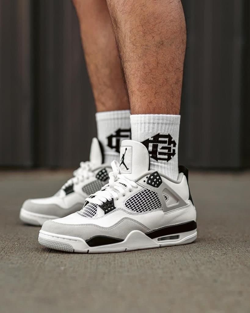 Men's Retro High-Top 'Block' Sneakers with Mesh Detail - White/Black/Grey - Thumbnail 4