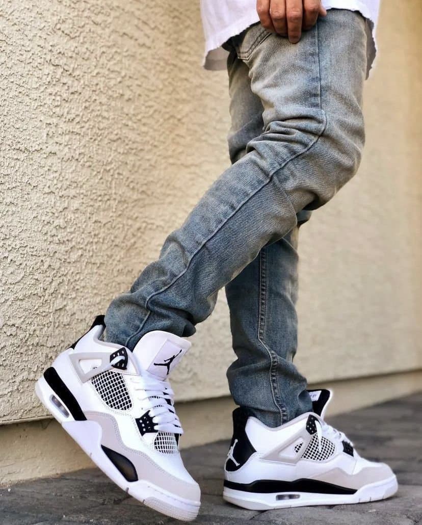 Men's Retro High-Top 'Block' Sneakers with Mesh Detail - White/Black/Grey - Thumbnail 3