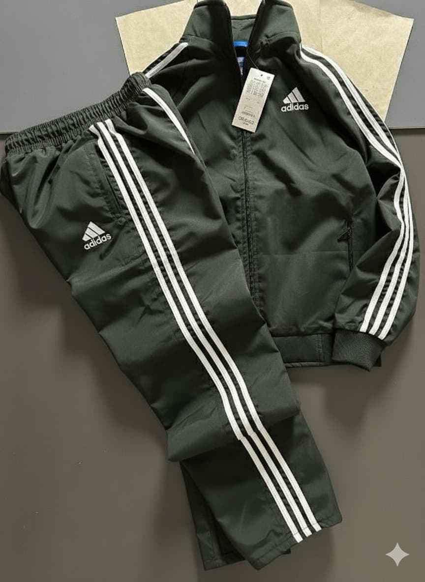 Men's Classic Athletic Tracksuit Set | Full Zip Jacket &amp; Pants with Stripe Detail - Thumbnail 3