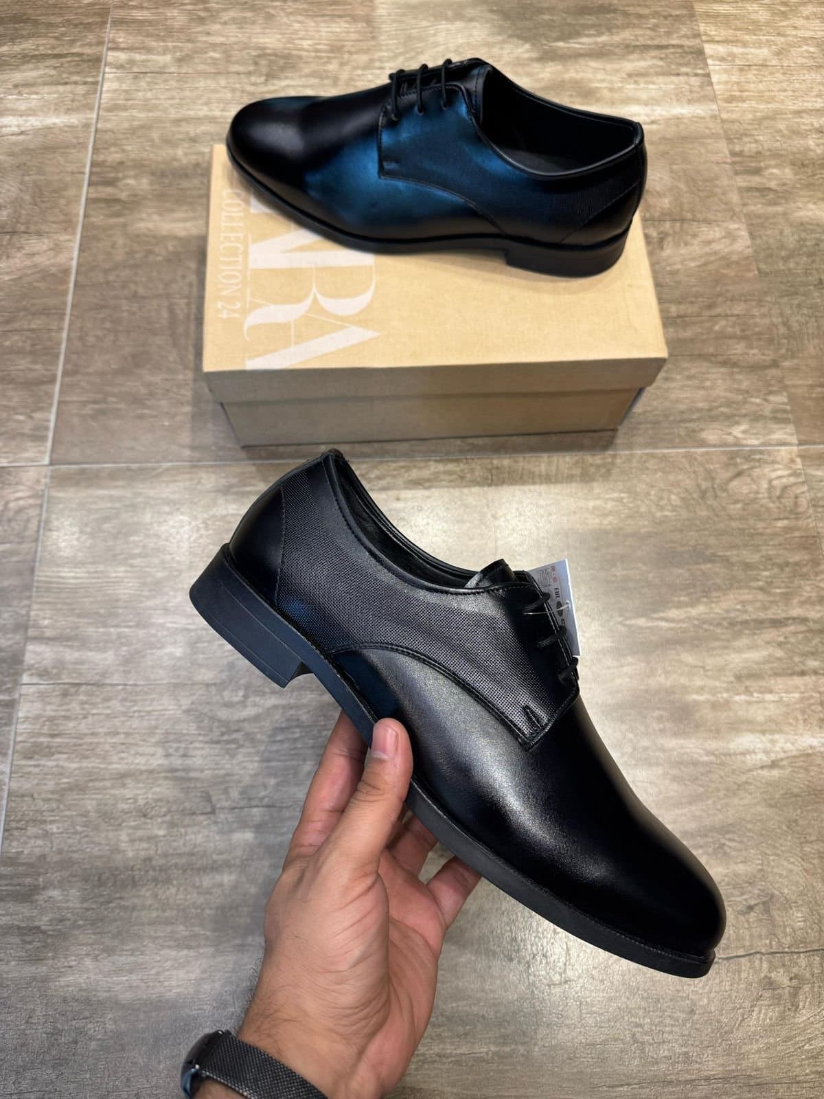 Men's Classic Formal Derby Shoes with Textured Side Panel - Thumbnail 2