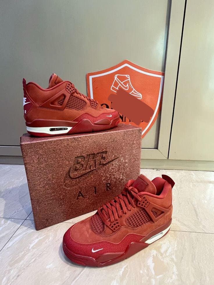 Men's 'Fire Red' Suede High-Top Athletic Sneakers - Thumbnail 2