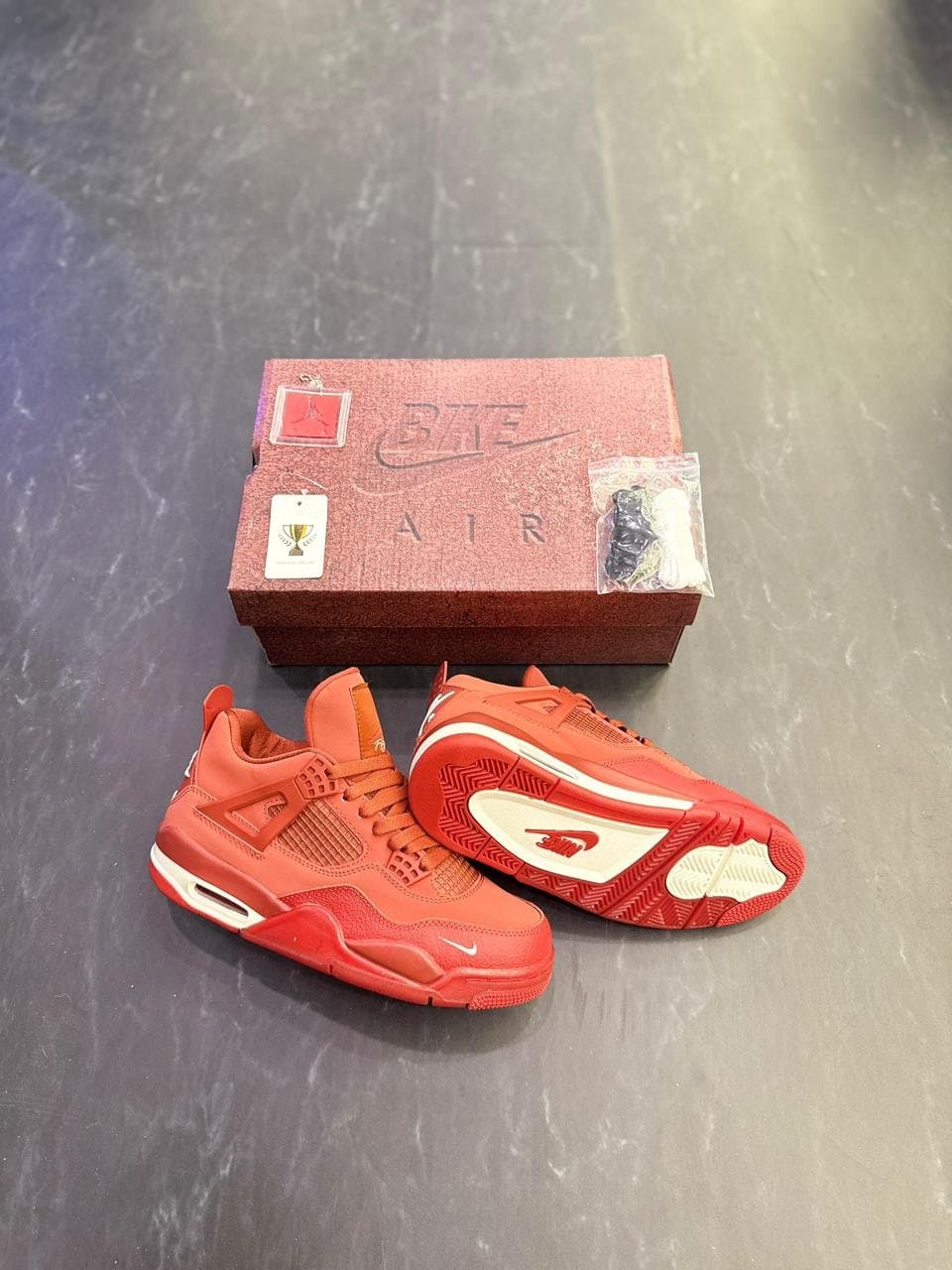 Men's 'Fire Red' Suede High-Top Athletic Sneakers - Thumbnail 4