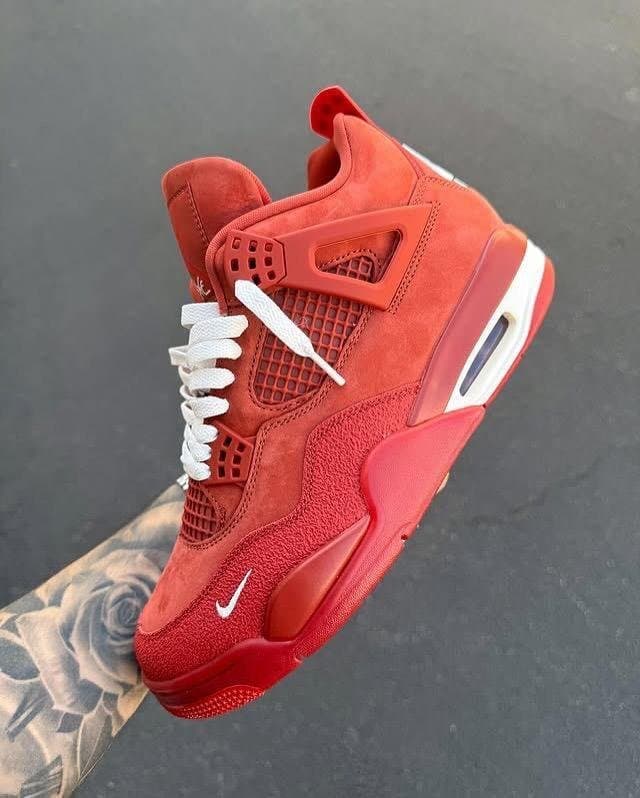 Men's 'Fire Red' Suede High-Top Athletic Sneakers