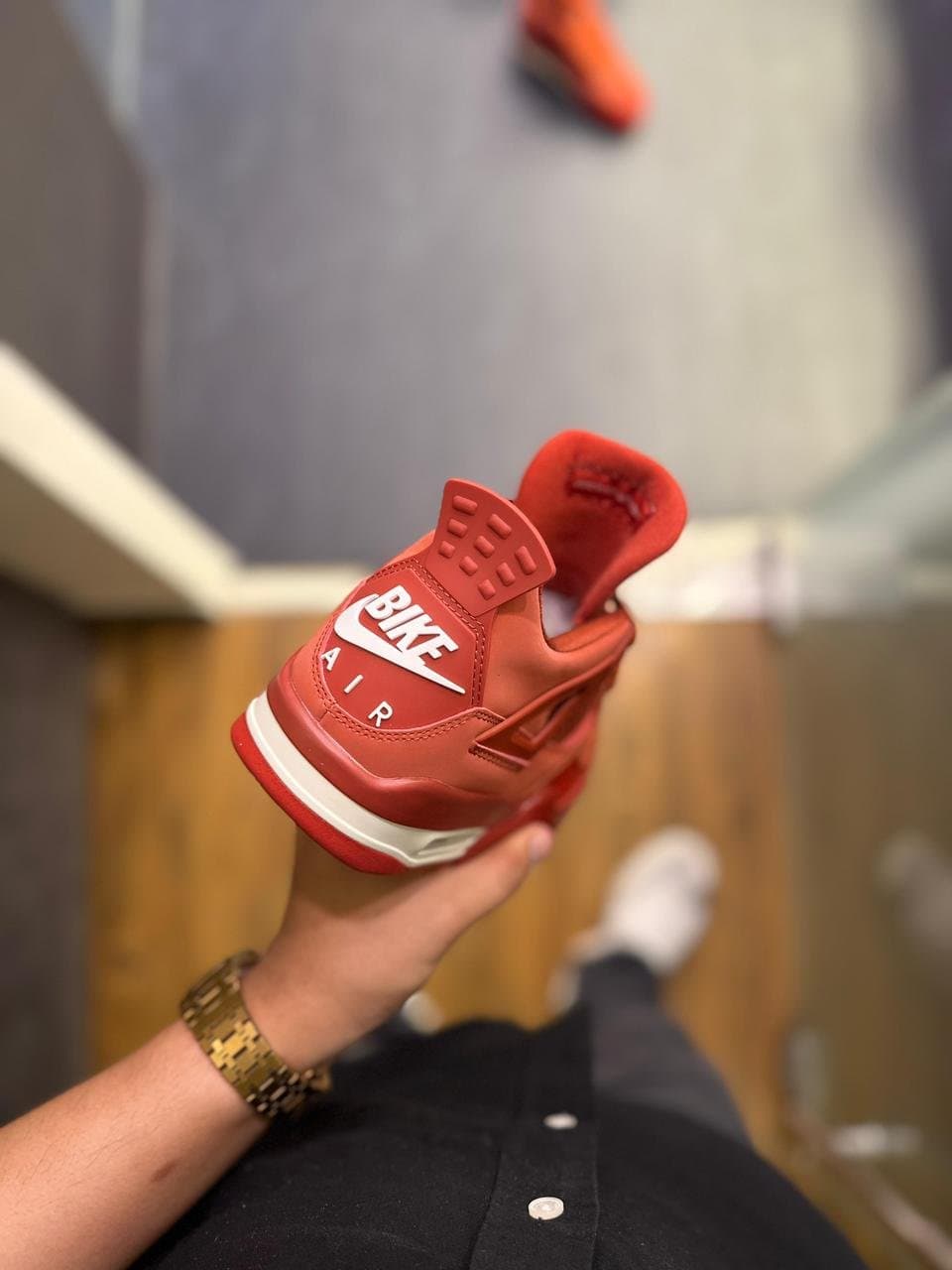 Men's 'Fire Red' Suede High-Top Athletic Sneakers - Thumbnail 3