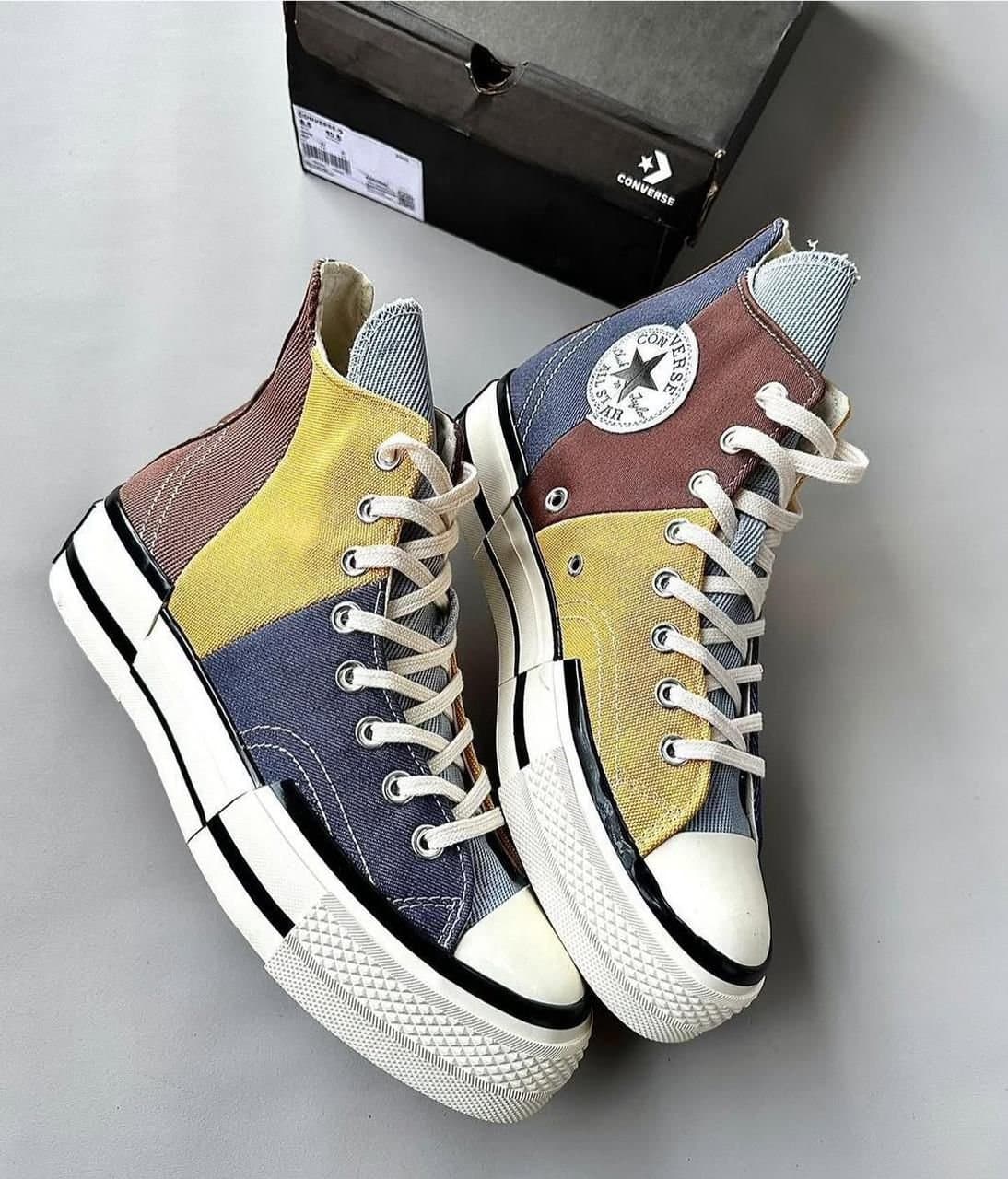 Vintage-Style Patchwork High-Top Canvas Sneakers