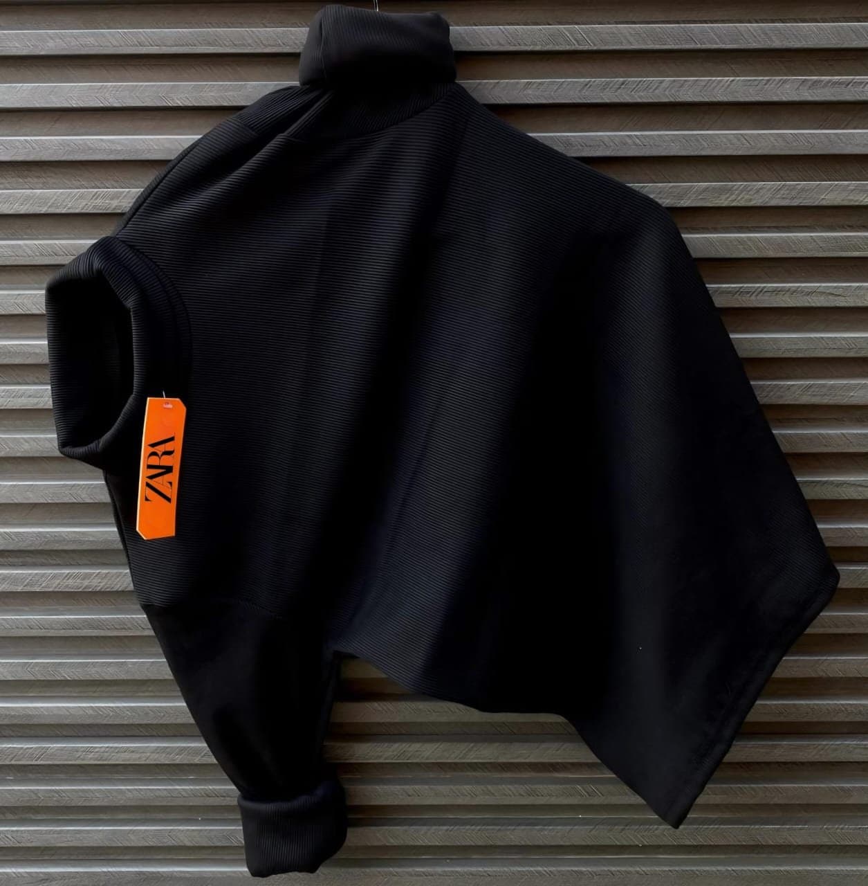 Men's Slim Fit Ribbed Turtleneck T-Shirt | Premium High-Neck Full-Sleeve Pullover - Thumbnail 2