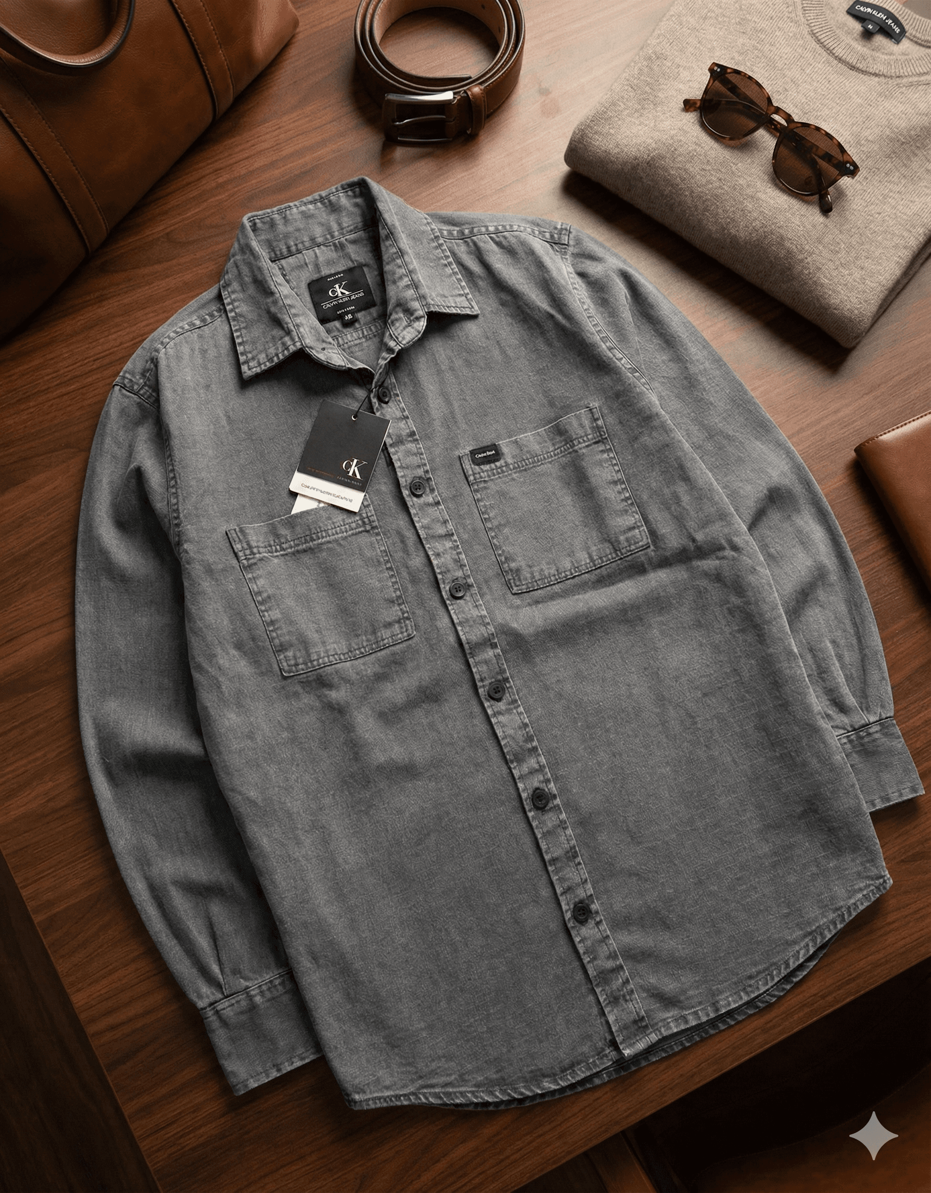 Calvin Klein Men’s Solid Casual Shirt | Premium Cotton Full Sleeve Shirt - Thumbnail 5