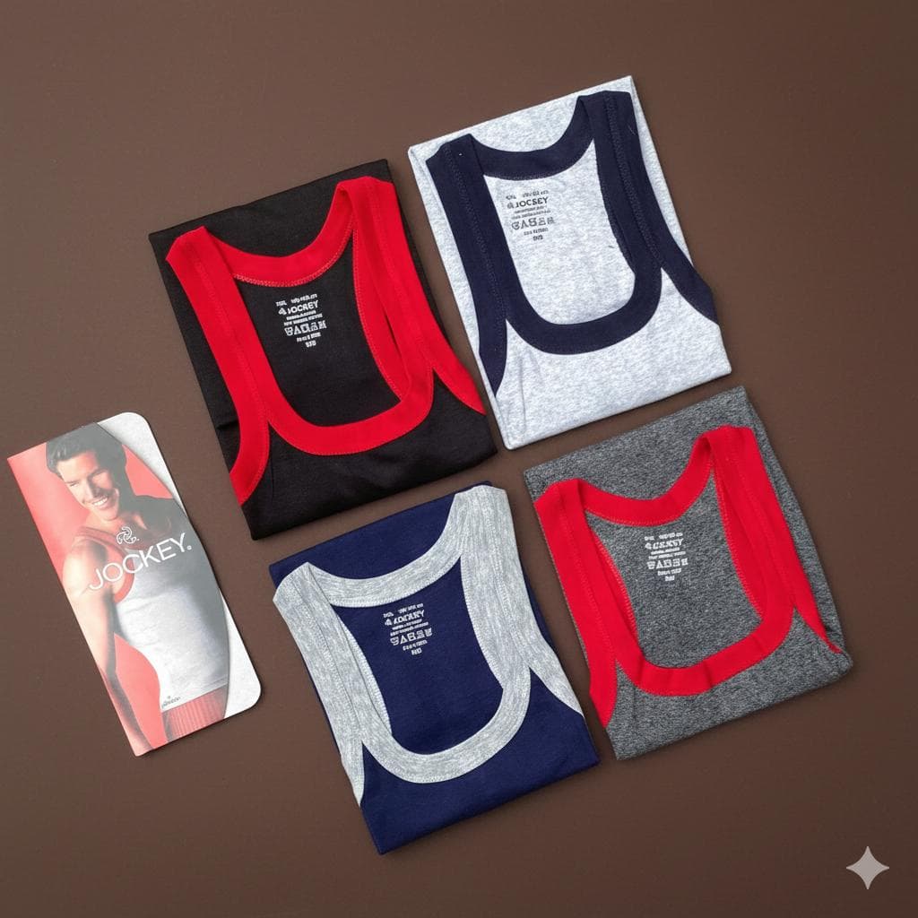 Jockey Men’s Cotton Inner Vest | Pack of 4 Sleeveless Vests | Soft & Comfortable Fit - Thumbnail 2