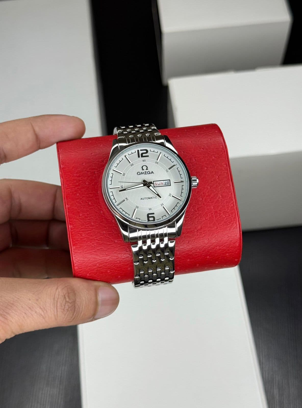 Omega Men’s Silver Analog Watch with Open Back | Quartz Movement | 41mm Dial - Thumbnail 3