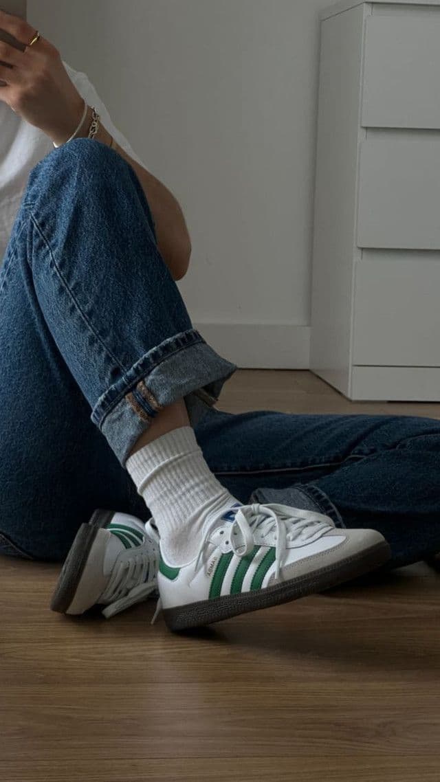 ADIDAS Originals Samba White Green Sneakers for Men | Classic Low Top Casual Shoes