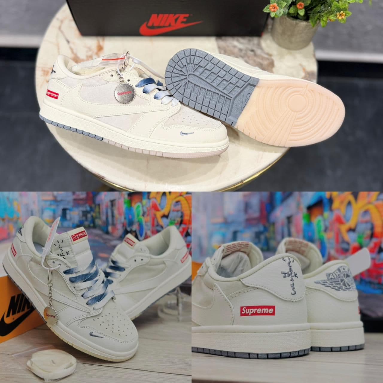 Air Jordan Retro 1 Low Reverse x Supreme | Premium Low-Top Sneakers with Keychain - Thumbnail 2