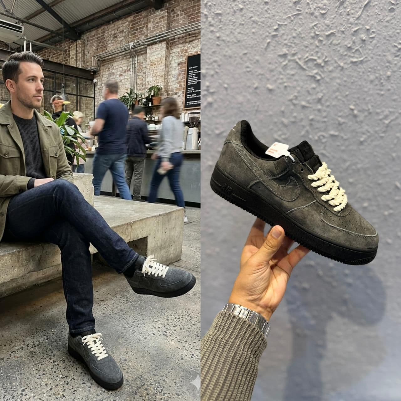 Nike Air Force 1 Low Sneakers | Charcoal Grey Big Bang | Premium Suede Leather