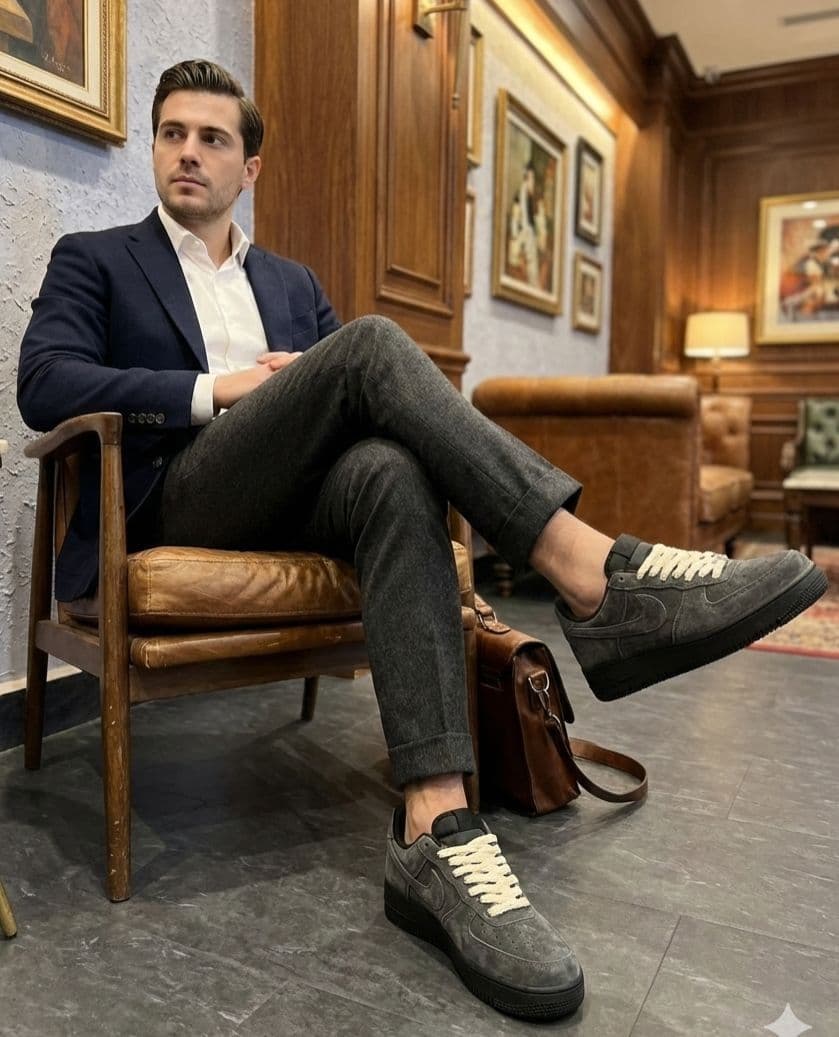 Nike Air Force 1 Low Charcoal Grey Suede Sneakers