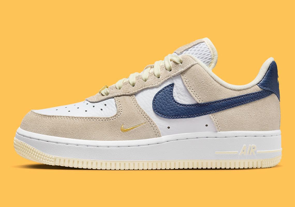 Nike Air Force 1 Low Sneakers | White Navy Gold | Premium Leather - Thumbnail 2