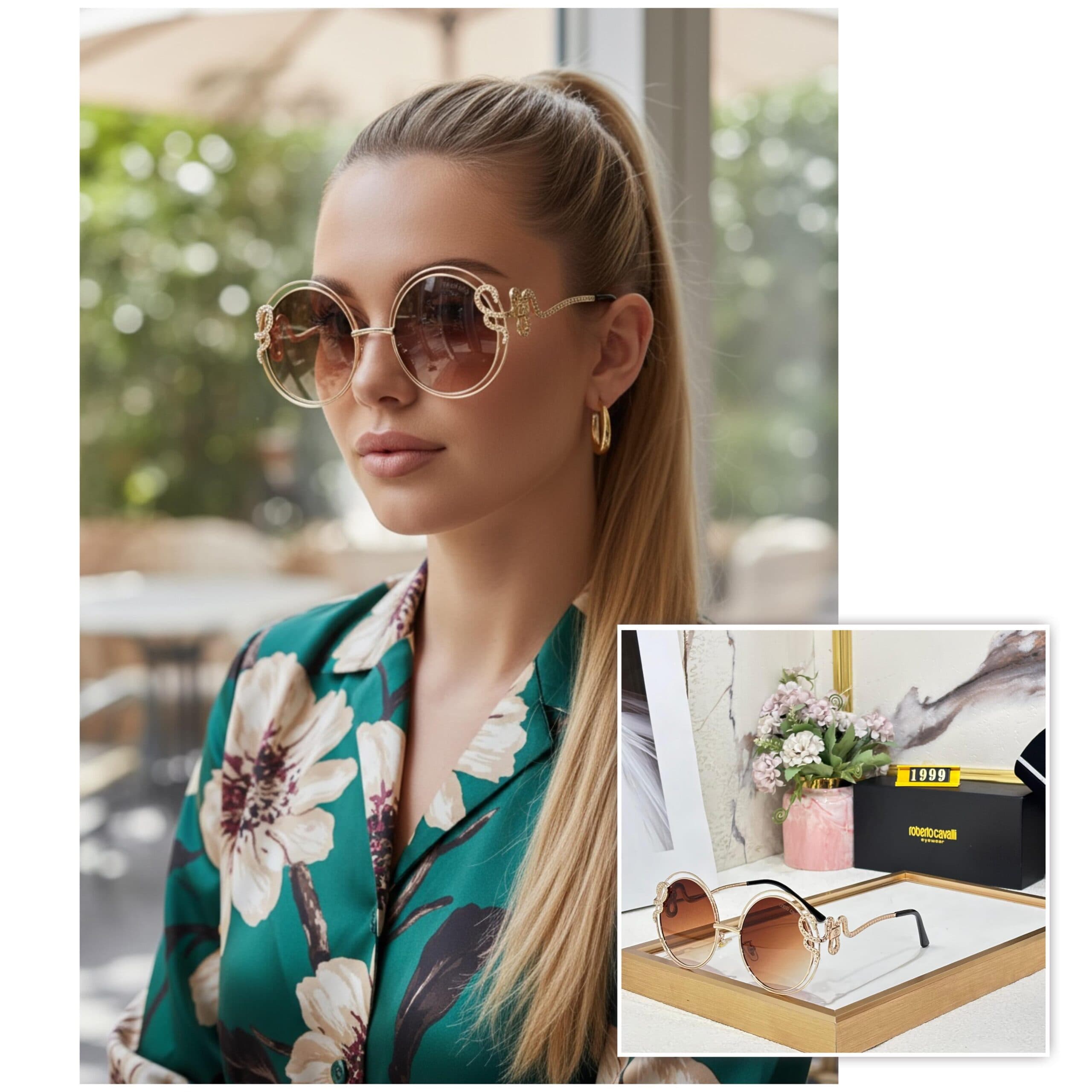 Roberto Cavalli Women’s Round Sunglasses – UV Protected - Thumbnail 2