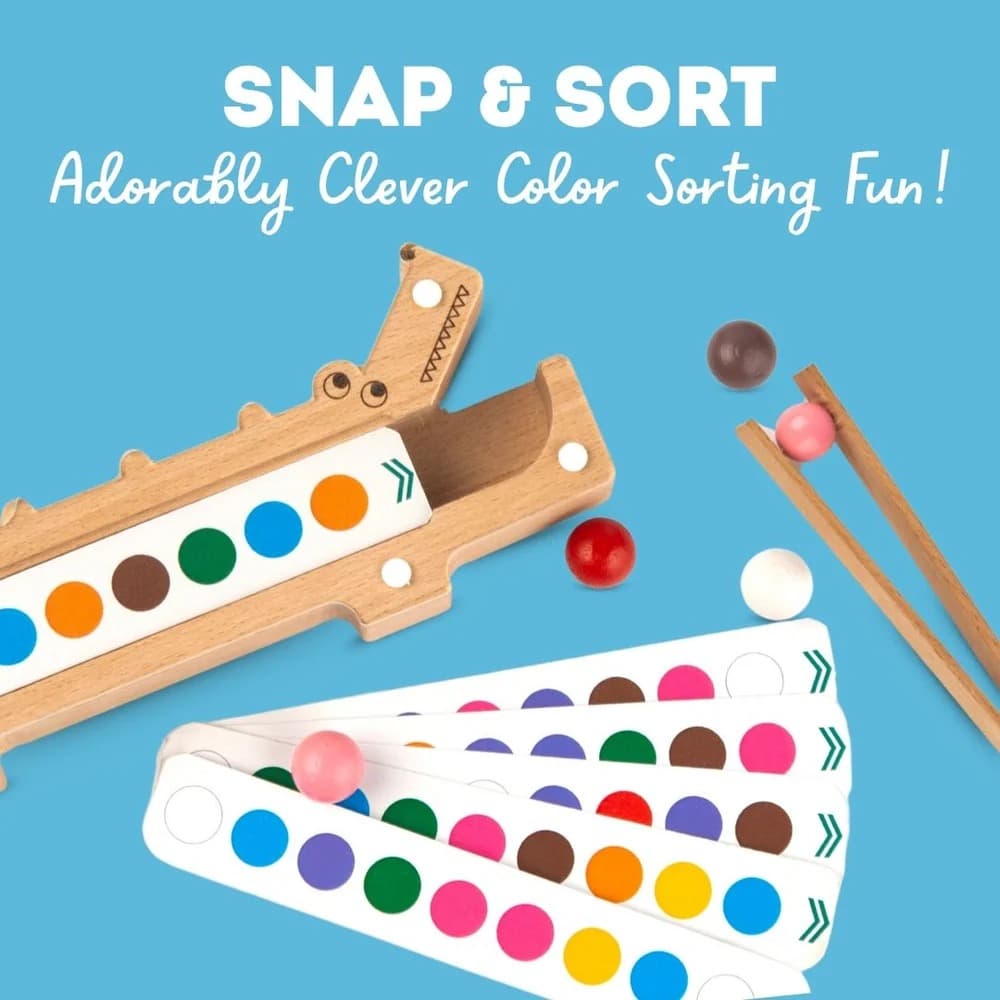 wooden crocodile color sorting toy for kids