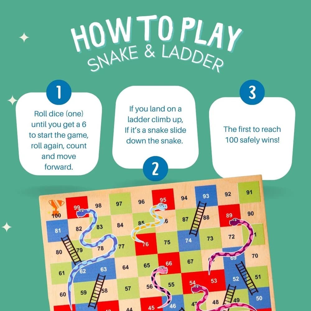 snakes and ladders wooden board game for children