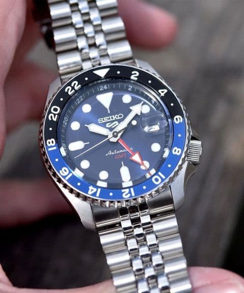 Seiko Automatic GMT Stainless Steel Watch for Men – Blue Dial Sporty Luxury Timepiece - Thumbnail 6
