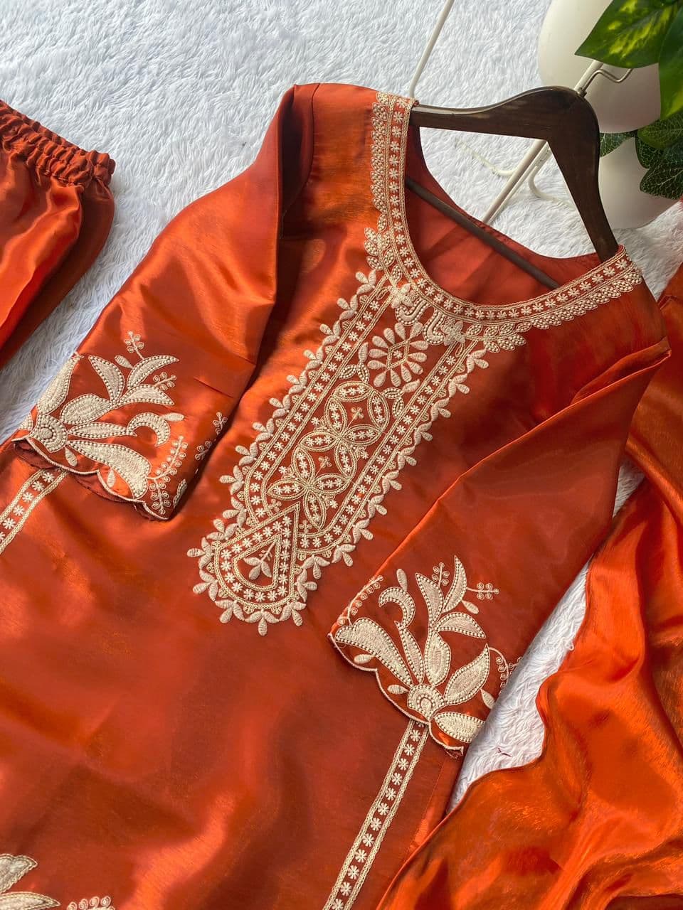 Designer Jimmy Choo Kurta Sharara Set with Dupatta – Embroidered Party & Wedding Wear - Thumbnail 9