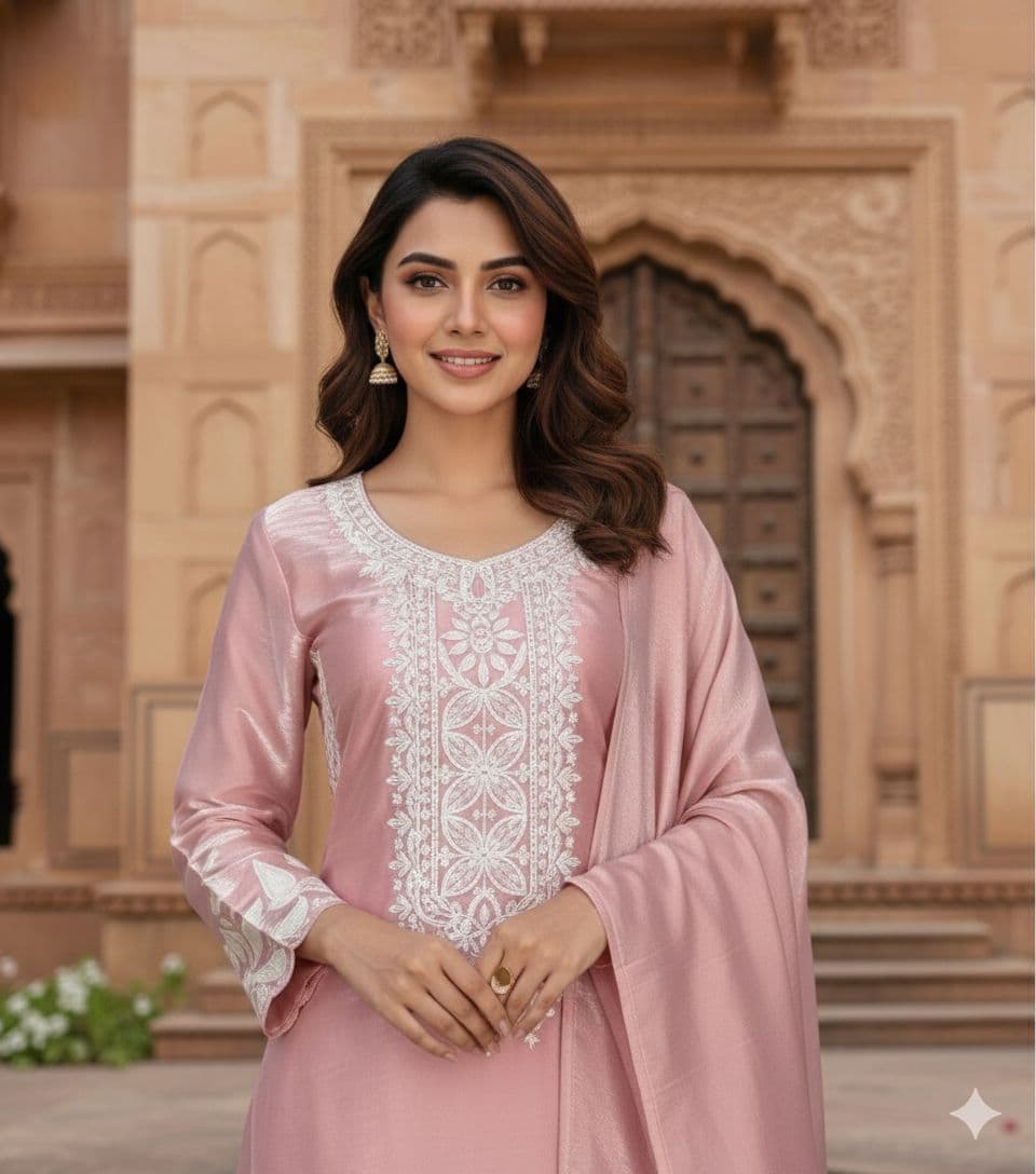 Designer Jimmy Choo Kurta Sharara Set with Dupatta – Embroidered Party & Wedding Wear - Thumbnail 4