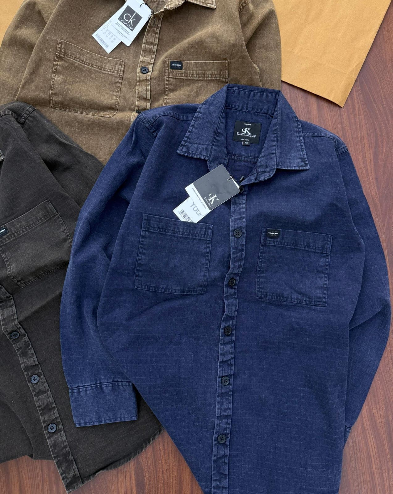 Calvin Klein Premium RFD Denim Cargo Shirt for Men – Heavy Cotton, Comfort Fit (3 Colors) - Thumbnail 2